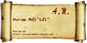 Avram Máté névjegykártya